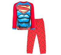DC Comics Completo Pigiama per Ragazzi di età 3-10 | Pigiama Superman a Maniche Lunghe | 100% Cotone Superman Costume | Articolo Ufficiale| Regalo per i Ragazzi - 7-8 Anni