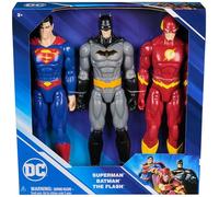 Action figure dc comics 30 cm: superman, batman e the flash - confezione da 3 per collezionisti