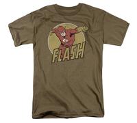 DC Comics Flash Retro Maglietta Uomo Safari Green Cotone Maniche Corte Girocollo