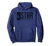 DC Comics Flash Star Labs Logo Black Felpa con Cappuccio, Unisex per Adulti, Navy, S