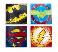 DC Comics Graffiti Supereroe Loghi Vetro Sottobicchieri Set Di 4