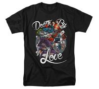 DC Comics Harley Quinn & Joker Death By Love T-Shirt Uomo Nero Cotone Girocollo