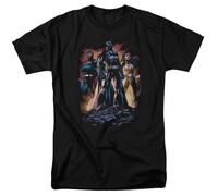 DC Comics Justice League Take A Stand T-Shirt Uomo Nero Cotone Scollo Rotondo