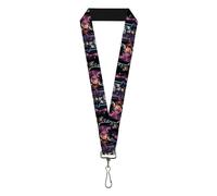 DC Comics Lanyard, Batman Batgirl and Joker Comic Book Face Close Ups Black, Ela