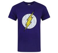 DC Comics - Maglietta a maniche corte con logo di Flash effetto vissuto (NS4088)