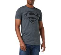DC Comics Men's Mono Superman T Shirt, Dark Heather Grey, L