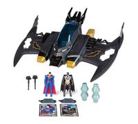 DC Comics, Metal Force Transforming Batwing, Set di Gioco 2 in 1, Include i Personaggi Batman e Superman, con proiettili e Carte Personaggio, Giocattoli per Bambini e Bambine dai 4 Anni in su