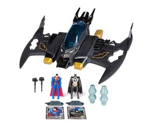 DC Comics, Metal Force Transforming Batwing, Set di Gioco 2 in 1, Include i Personaggi Batman e Superman, con proiettili e Carte Personaggio, Giocattoli per Bambini e Bambine dai 4 Anni in su