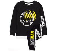 DC Comics Nero Stylised Batman Logo & Icons Pigiama a maniche lunghe a gamba lun