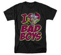 DC Comics Original I Heart Bad Boys T-Shirt Uomo Nera Manica Corta Cotone