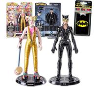DC Comics Set di figure da collezione - Bundle con action figure Catwoman e Harley Quinn e altro ancora | Giocattoli da 7 pollici Catwoman e Harley Quinn Bendy Figure