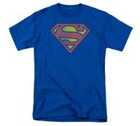 DC Comics - Superman - Logo Retro Distressed Supes - T-Shirt Unisex Adulto - Blu