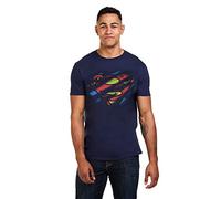 DC Comics Superman Torn Logo-T-shirt Uomo, Blu (Navy), Large
