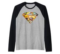 DC Comics Superman Urban Art Grunge murale con Simbolo Scudo Maglia con Maniche Raglan
