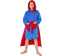 DC Comics Superman Vestaglia Bambino Adolescenti con Capo, 5-14 Anni, Morbido Pile Accappatoio con Cappuccio, Regalo Ragazzo (5-6 Anni, Blu/Rosso)