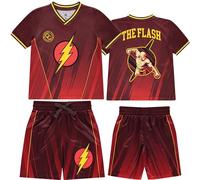 DC Comics The Flash Boys Soccer Mesh Jersey Tee & Short 2pc Set-Boy 4-20 Maglietta e Pantaloncini, Rosso/Multicolore, 10-12 Bambini e Ragazzi