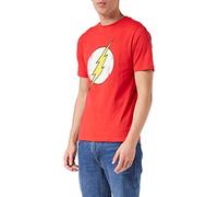 DC Comics The Flash Distressed Logo Maglietta, Uomo, S-4XL, Rosso, Merchandise Ufficiale