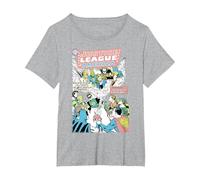 DC Justice League Cover 21 Crisi Maglietta, Donna Plus-Size, Grigio Melange, 1X