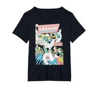 DC Justice League Cover 21 Crisi Maglietta, Donna Plus-Size, Nero, 5X