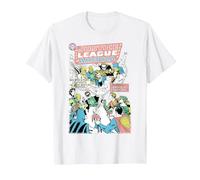 DC Justice League Cover 21 Crisi Maglietta, Uomo, Bianco, M