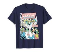 DC Justice League Cover 21 Crisi Maglietta, Uomo, Navy, XL