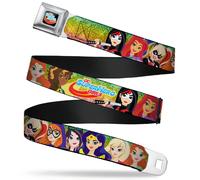 Dc Superhero Girls Logo Full Color Black/Gold/Red/Blue Seatbelt Bel... ACC NUOVO
