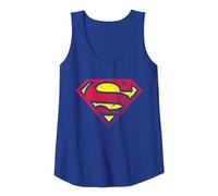 DC Superman Logo Mezzitoni Canotta, Donna, Blu Reale, S