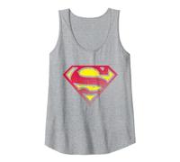 DC Superman Logo Mezzitoni Canotta, Donna, Grigio Melange, L