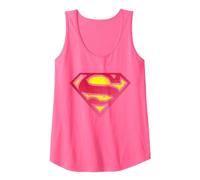 DC Superman Logo Mezzitoni Canotta, Donna, Rosa Fluo, S