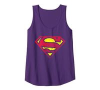 DC Superman Logo Mezzitoni Canotta, Donna, Viola, S