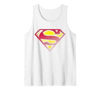 DC Superman Logo Mezzitoni Canotta, Uomo, Bianco, M