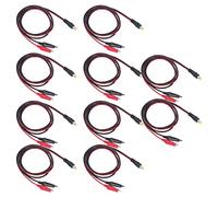 DC to Dual Test Clip Cable Copper Core Electrical Test Power Adapter Wire, 3.3ft 10pcs, for Battery Charging and Multimeter Testing, Flexible PVC Insulated with Red Black Parallel (DC maschio a clip)
