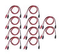 DC to Dual Test Clip Cable Copper Core Electrical Test Power Adapter Wire, 3.3ft 10pcs, for Battery Charging and Multimeter Testing, Flexible PVC Insulated with Red Black Parallel (DC femmina da