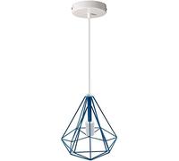 DC VOLTAGE 1 Testa a Forma di Diamante Gabbia di Metallo Lampada a Sospensione Plafoniere Moderna 95 cm Lampadario a Sospensione Industriale retrò Regolabile, Blu Con Lampadina