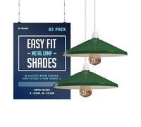 DC VOLTAGE 2 paralumi moderni in metallo verde da 33,5 cm, con piastra riduttore, paralumi per plafoniere, lampade da comodino, paralumi di ricambio per camera da letto, soggiorno, cucina, decorazione