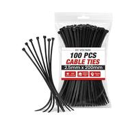 DC VOLTAGE Confezione da 100 fascette stringicavo in nylon trasparente da 2,5 mm x 200 mm, resistenti alla trazione, multiuso, con meccanismo autobloccante sicuro per casa, giardino, ufficio e fai da