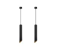 DC VOLTAGE Confezione da 2 lampade da soffitto a sospensione a LED, moderne, colore nero, regolabili, con finitura interna dorata, illuminazione moderna per cucina e sala da pranzo