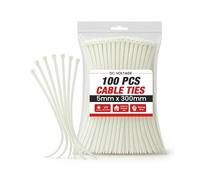 DC VOLTAGE Fascette stringicavo in nylon bianco, 300 mm x 5 mm, resistenti, 100 pezzi, 30,5 cm, ultra resistenti, 28 kg, resistenza alla trazione, resistenti ai raggi UV, fascette extra lunghe per uso