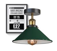 DC VOLTAGE Illuminazione a soffitto moderna a filo con tensione CC, luci a LED, lampada a sospensione semi-incassata, lampadario in metallo, paralume conico da 22 cm per ingresso (Verde)