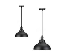 DC VOLTAGE Lampada a sospensione con paralume a cupola vintage industriale da 95 cm, lampada a sospensione a sospensione regolabile, illuminazione a soffitto (Verde) (Nero)