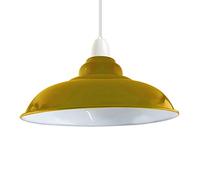 DC VOLTAGE Lampada a sospensione industriale in metallo vintage facile da montare con base E27 gialla, paralume in metallo da 32 cm con piastra riduttrice