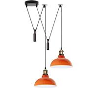 DC VOLTAGE Lampada a Sospensione Moderna a 2 Teste Con Paralume a Cupola In Metallo Arancia Facile da Montare Cavo Regolabile da 29 cm Con Base E27 Ideale Per Ufficio Soggiorno Ristorante