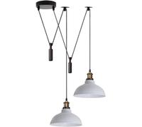 DC VOLTAGE Lampada a Sospensione Moderna a 2 Teste Con Paralume a Cupola In Metallo Bianco Facile da Montare Cavo Regolabile da 29 cm Con Base E27 Ideale Per Ufficio Soggiorno Ristorante
