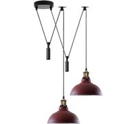 DC VOLTAGE Lampada a Sospensione Moderna a 2 Teste Con Paralume a Cupola In Metallo Borgogna Facile da Montare Cavo Regolabile da 29 cm Con Base E27 Ideale Per Ufficio Soggiorno Ristorante