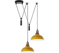 DC VOLTAGE Lampada a Sospensione Moderna a 2 Teste Con Paralume a Cupola In Metallo Giallo Facile da Montare Cavo Regolabile da 29 cm Con Base E27 Ideale Per Ufficio Soggiorno Ristorante