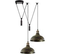 DC VOLTAGE Lampada a Sospensione Moderna a 2 Teste Con Paralume a Cupola In Metallo Ottone Spazzolato Facile da Montare Cavo Regolabile da 29 cm Con Base E27 Ideale Per Ufficio Soggiorno Ristorante
