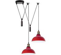 DC VOLTAGE Lampada a Sospensione Moderna a 2 Teste Con Paralume a Cupola In Metallo Rosso Verde Facile da Montare Cavo Regolabile da 29 cm Con Base E27 Ideale Per Ufficio Soggiorno Ristorante