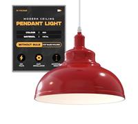 DC VOLTAGE Lampada a sospensione moderna a tensione continua, paralume in metallo nero, facile da installare, attacco E27 con cavo regolabile, lampada a sospensione (Arancione) (Rosso)