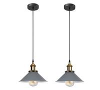 DC VOLTAGE Lampada a sospensione moderna regolabile con attacco E27 per cucina e camera da letto in grigio - Lampada a sospensione dal design contemporaneo, confezione da 2 (Stile 4)
