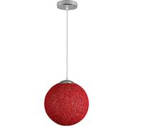 DC VOLTAGE Lampadario a sospensione moderno a forma di sfera in vimini e rattan, paralume creativo per bar, caffetteria, camera da letto, ristorante, casa, decorazione semplice (crema) (Rossa)